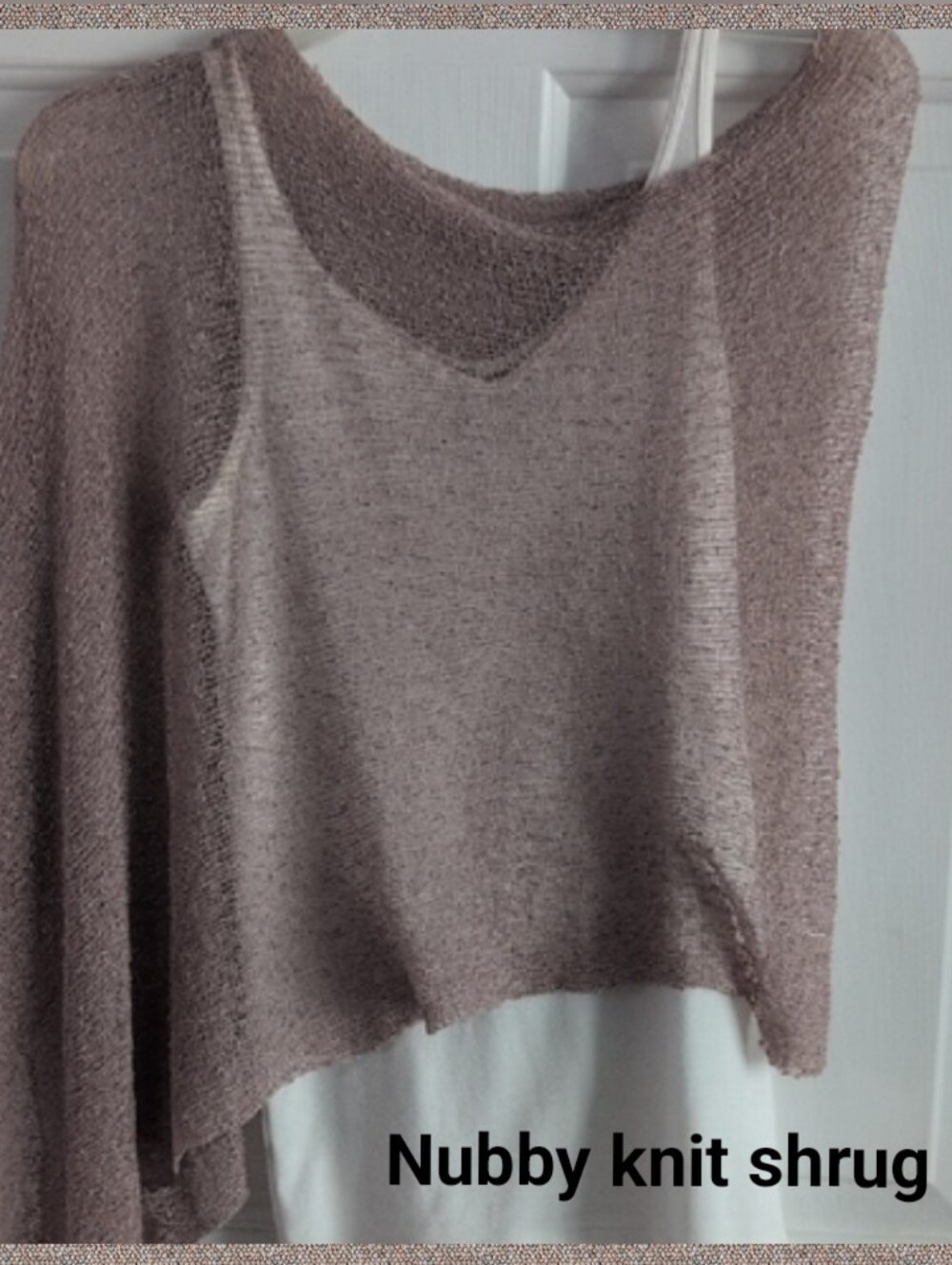 Asymmetric Taupe Knit Shrug Shawl  Poncho - Women One Size Boho Summer - Picture 10 of 12